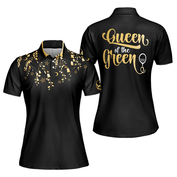 Elegant Gold Pattern Queen Of The Green Golf Short Sleeve Women's Polo Shirts S-5XL