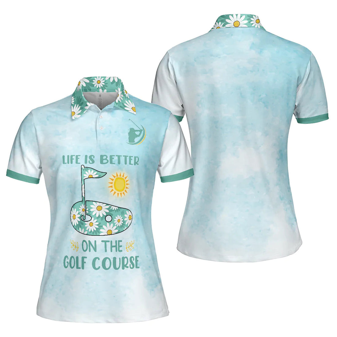 Tie Dye Daisy Floral Golf Life Is Better On The Course Women's Polo Shirts S-5XL