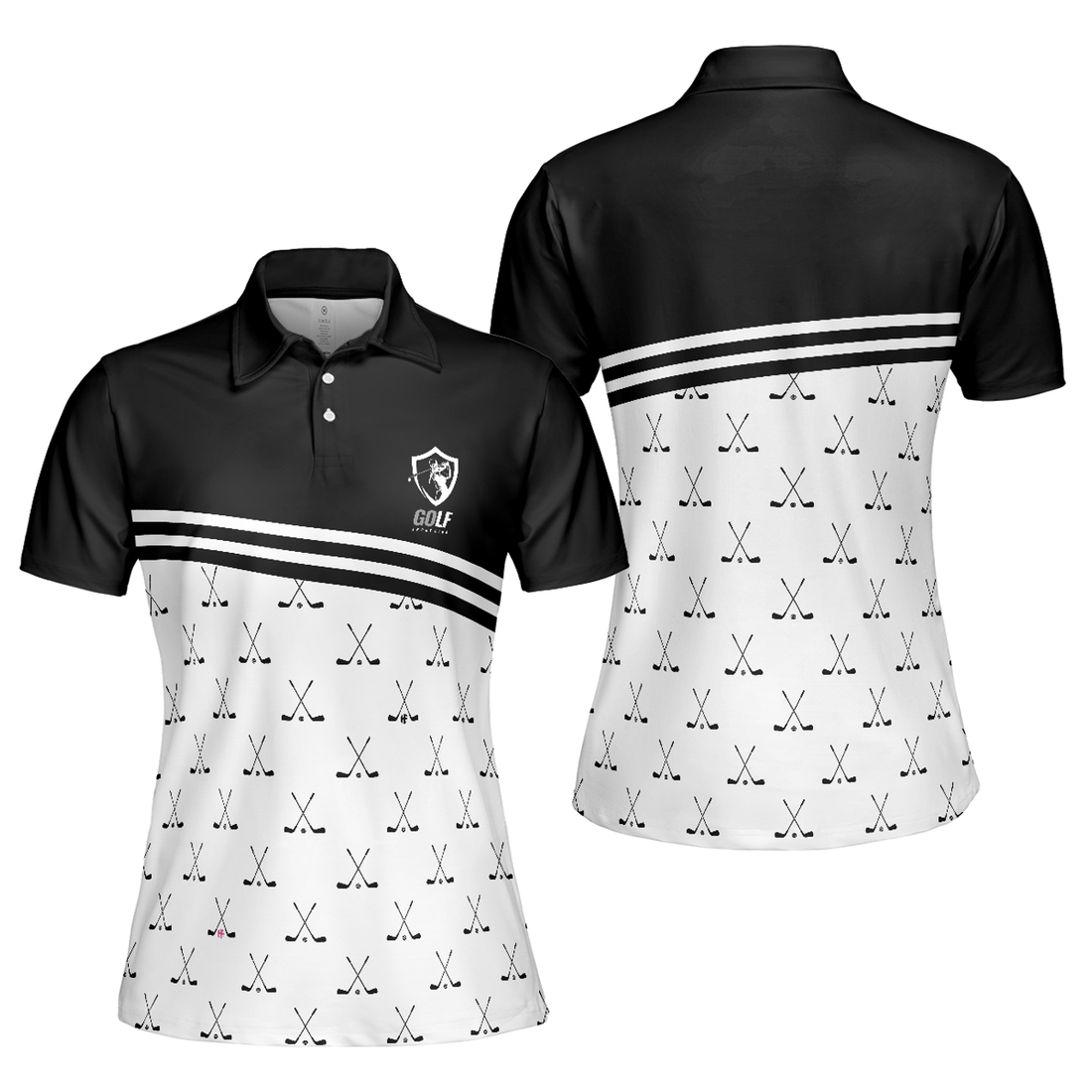 Crossed Black Golf Clubs Short Sleeve Golf Shirt Women's Polo Shirts S-5XL
