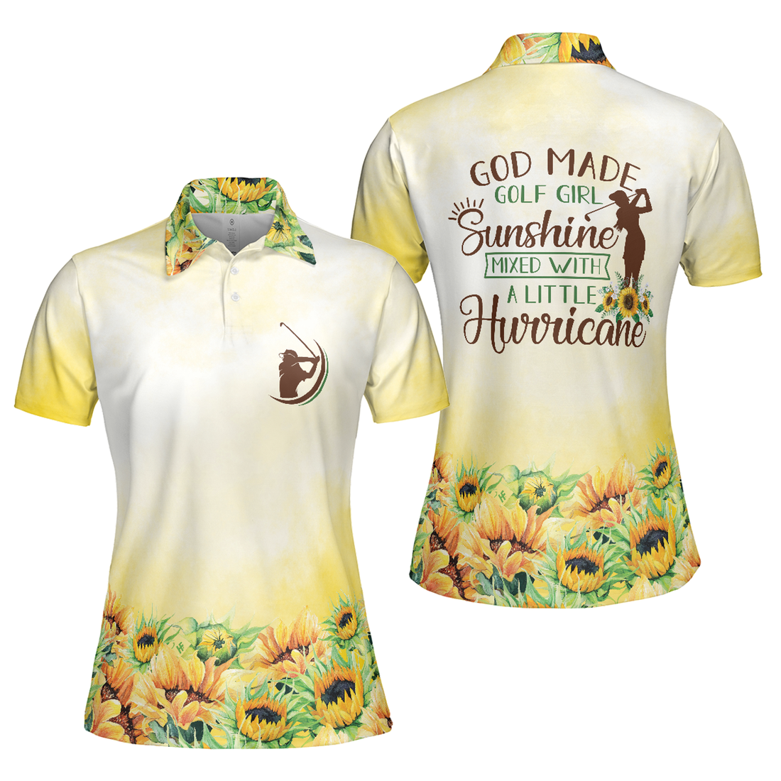 Yellow Sunflower Golf God Made Girl Sunshine Unique Gift Women's Polo Shirts S-5XL