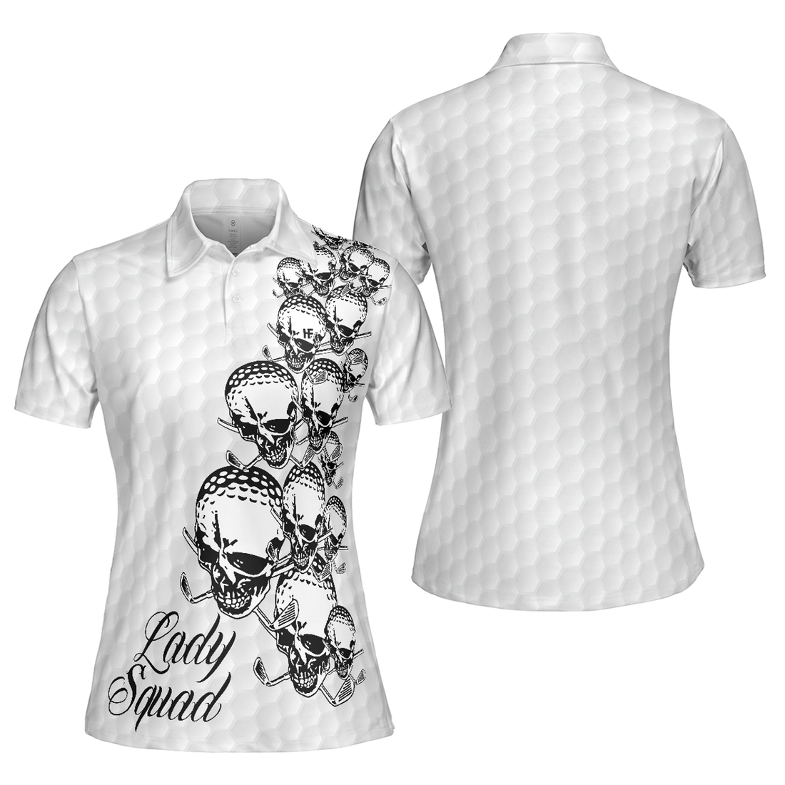 Golf Ball Texture Skull For Ladies Black And White Women's Polo Shirts S-5XL