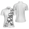 Golf Ball Texture Skull For Ladies Black And White Women's Polo Shirts S-5XL