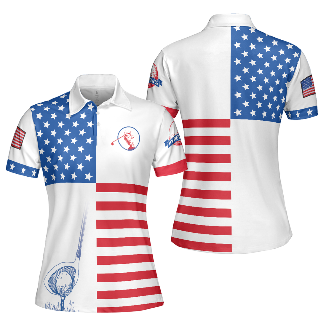 American Flag Golf Unique Gift for Ladies and Golfers Women's Polo Shirts S-5XL