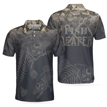 Fish Reaper Fish Skull Skeleton Camouflage Fishing Men's Polo Shirt