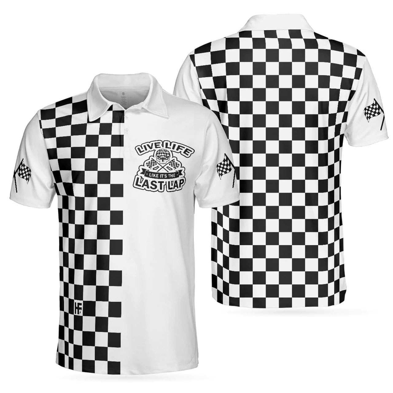 Live Life Like It's The Last Lap Racing Black and White Gift Men's Polo Shirt