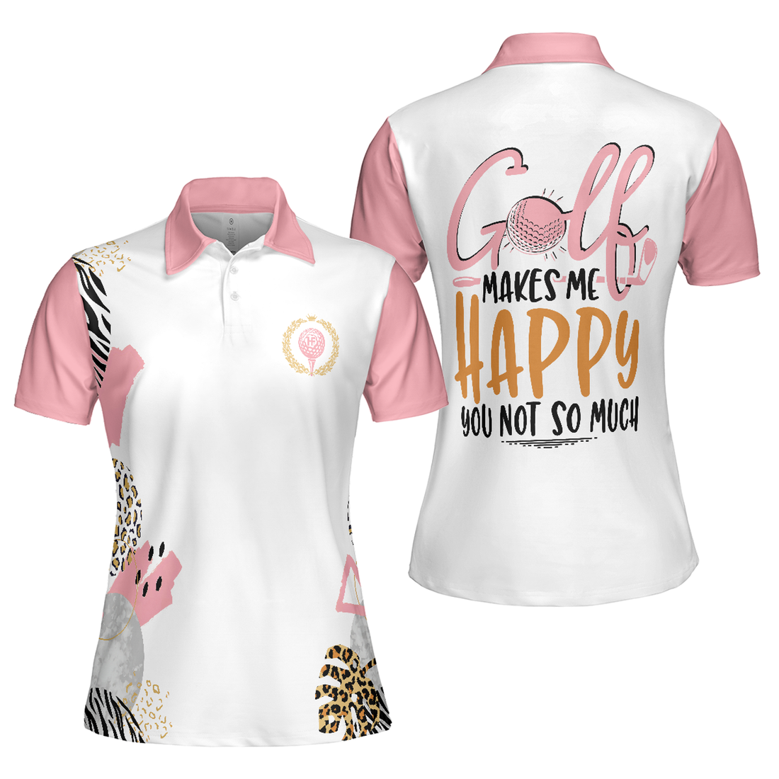 Funny Pink Golf Shirt Golf Makes Me Happy Women Polo Shirt S-5XL