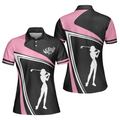 Golf Girl Black White And Pink Short Sleeve Women Polo Shirt, Best Golf Gift For Women, Polo Shirt For Women, Best Gift For Women Golfer Women' s Polo Shirt S -5XL
