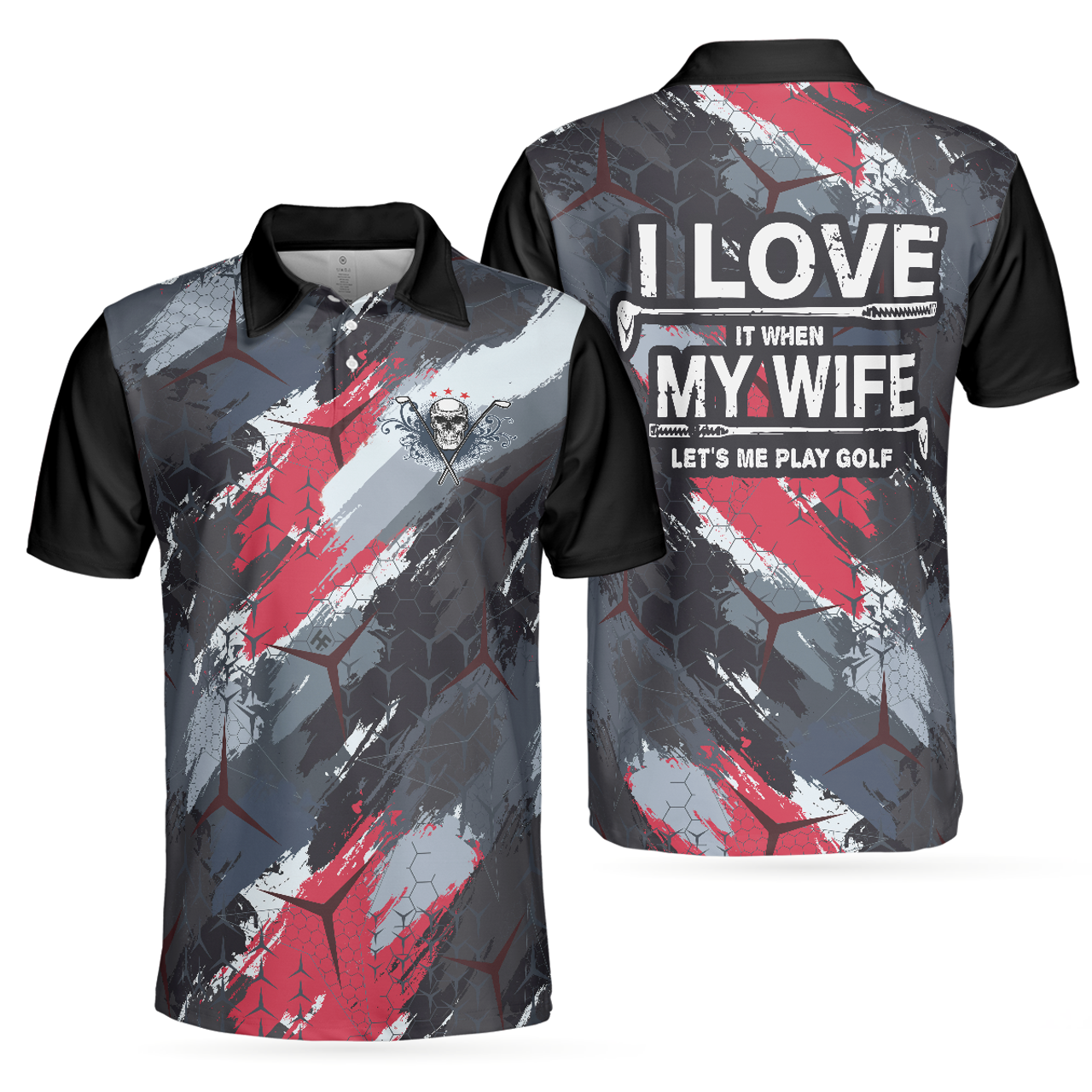 Gift for Golf Lovers I Love It When My Wife Lets Me Play Men's Polo Shirt S-5XL