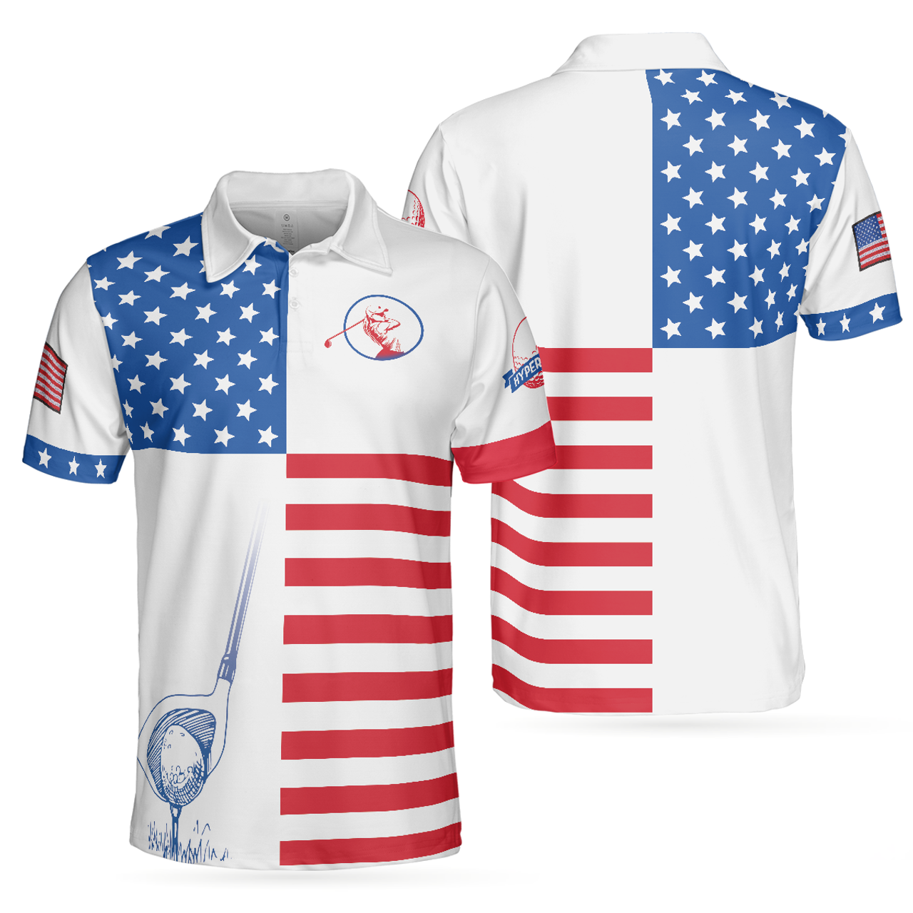 American Flag Golf Short Sleeve Shirt Gift For Golfers Men's Polo Shirt S-5XL