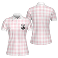Sexy Golf Girl With Golf Club Short Sleeve White Pink Women Polo Shirt S-5XL