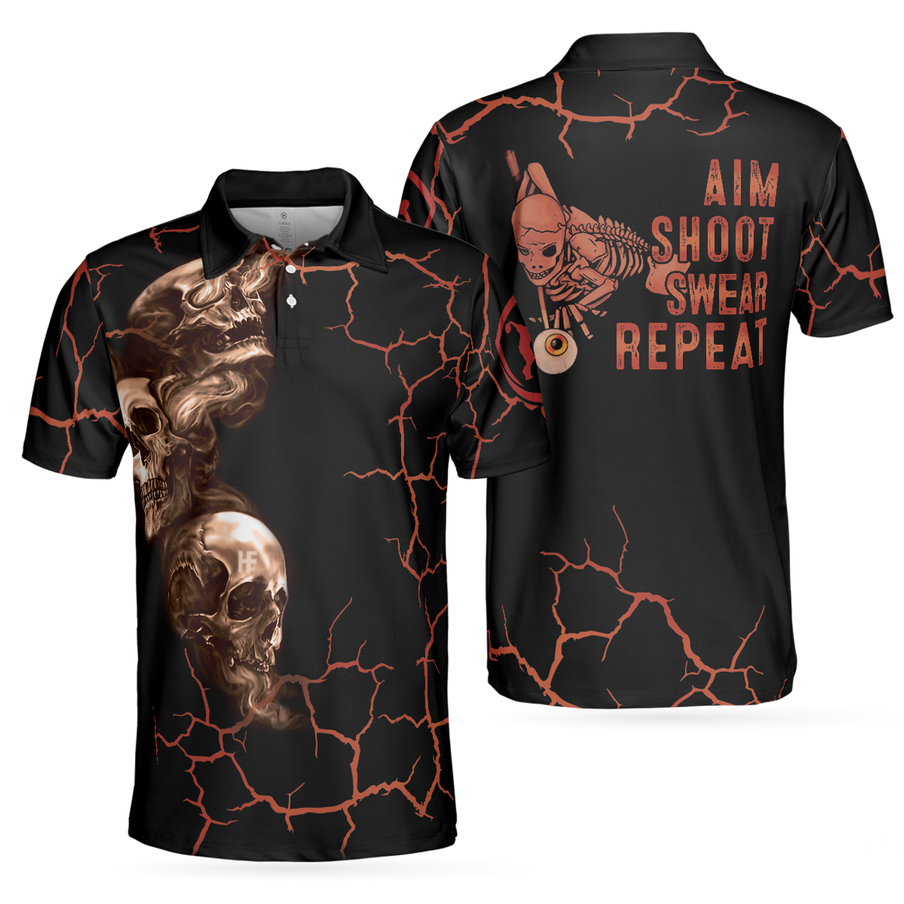 Scary Skull Billiards Aim Shoot Best Halloween Gift Men's Polo Shirt
