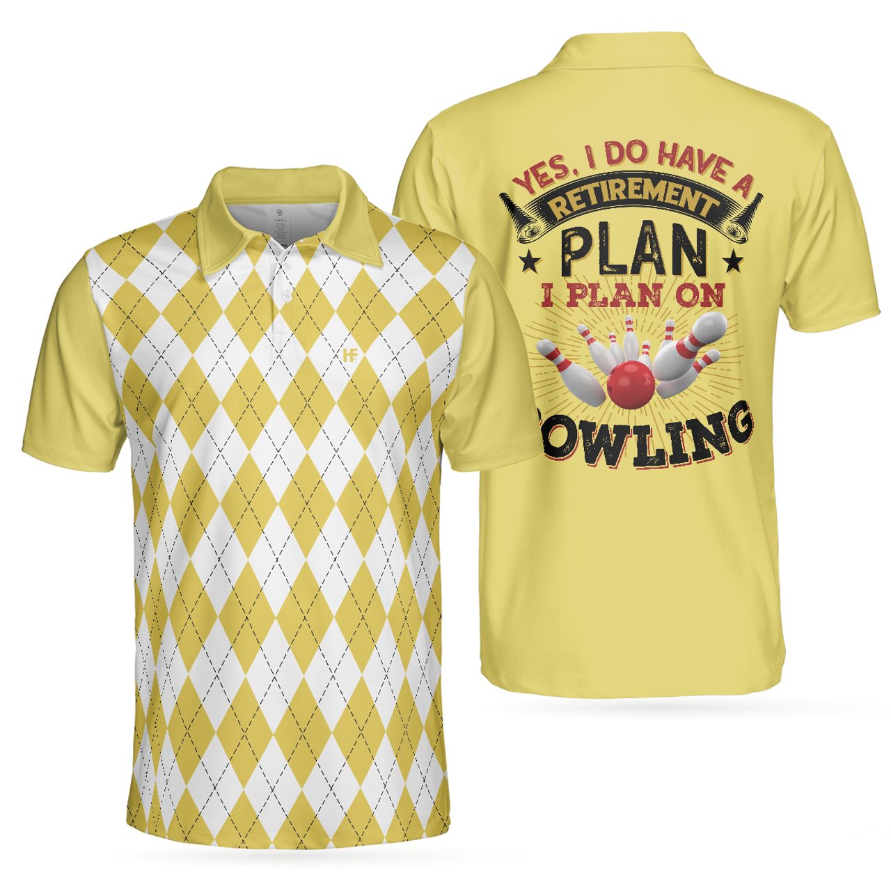 Yes I Do Have A Retirement Plan I Plan On Bowling Argyle Men's Polo Shirt S-5XL