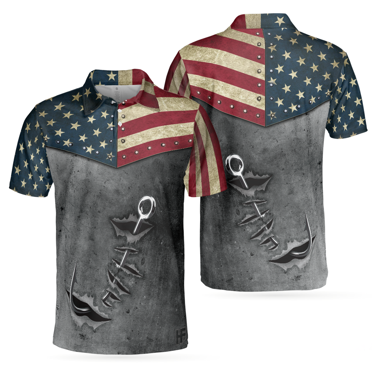 Crack Fishing American Flag Short Sleeve Best Fishing Men's Polo Shirt S-5XL
