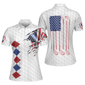 American Flag Argyle Golf Best Gift Idea for Patriotic Women's Polo Shirts S-5XL