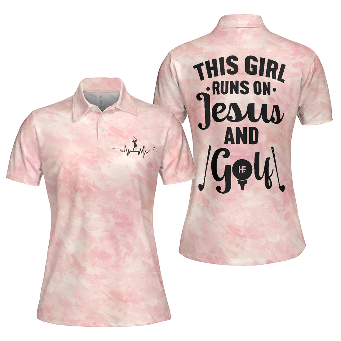 This Girl Runs On Jesus And Golf Short Sleeve Gift Women's Polo Shirts S-5XL