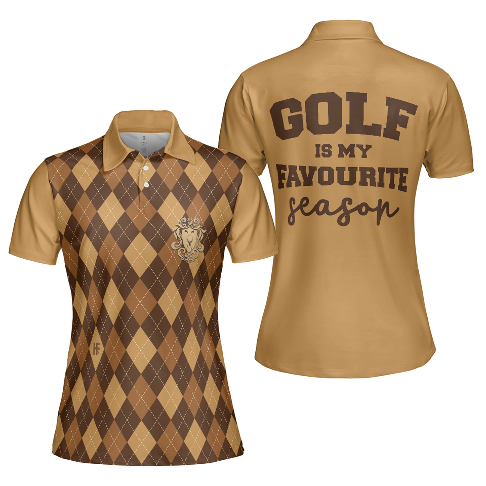 Golf Is My Favourite Season Argyle Pattern For Ladies Women's Polo Shirts S-5XL