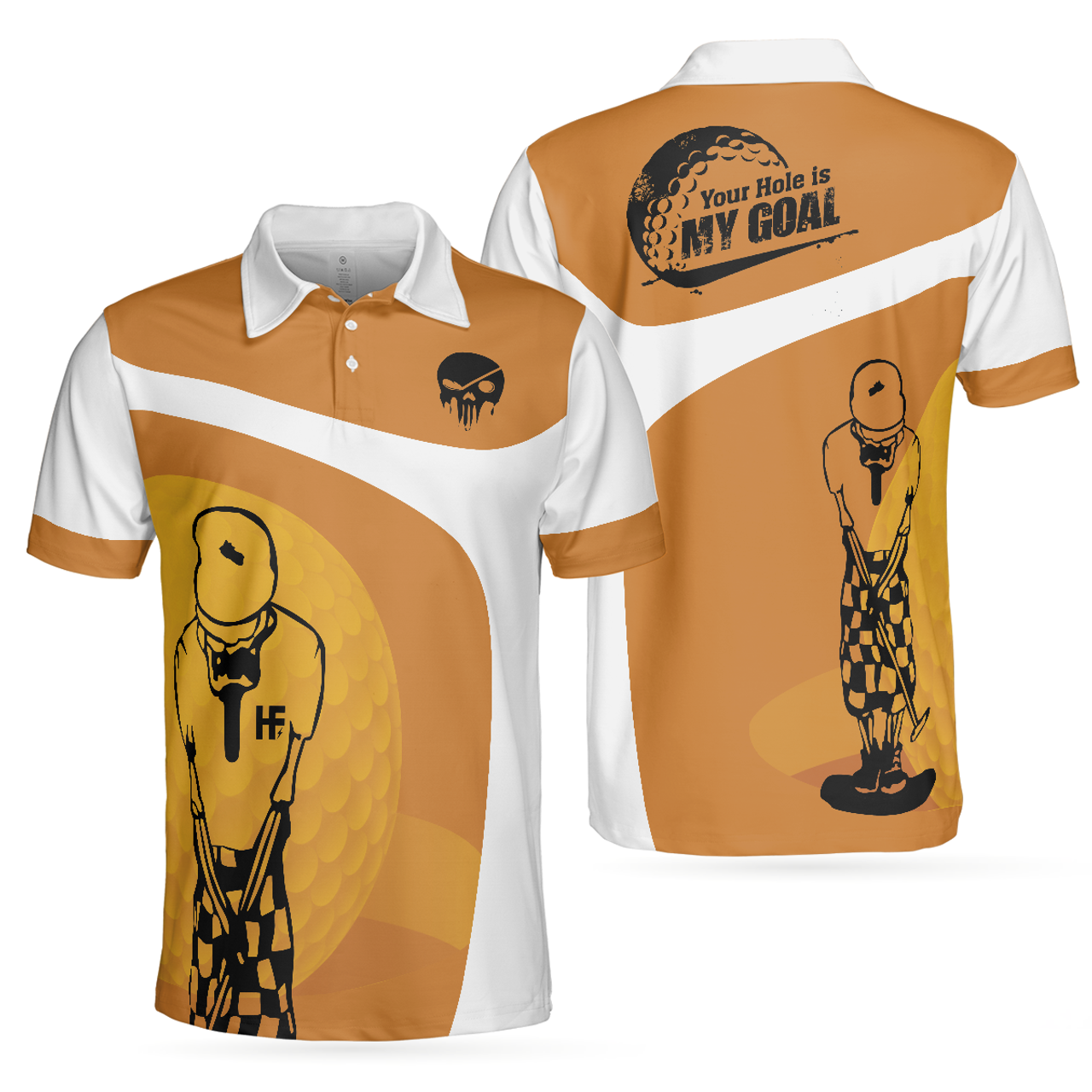 Your Hole Is My Goal Skull Golf Shirt Skeleton Golfer Men's Polo Shirt S-5XL