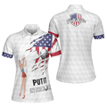 Patriotic Golf with American Flag Girl and Golf Ball Women's Polo Shirts S-5XL