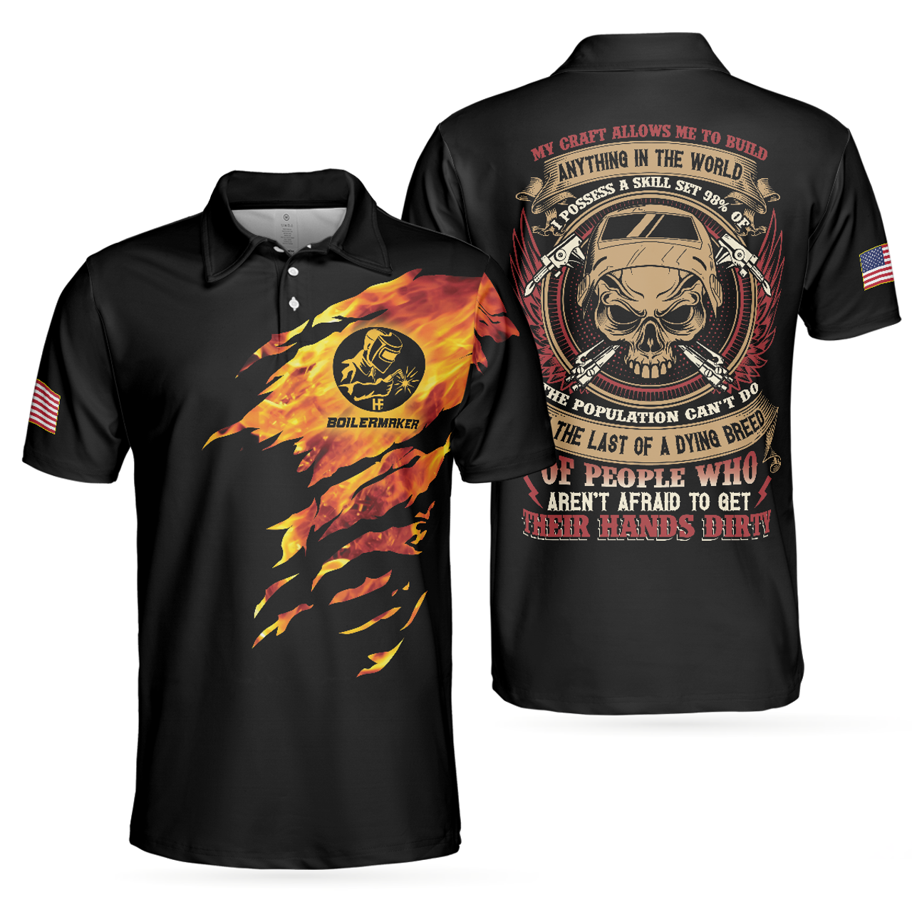 Boilermaker My Craft Allows Me To Build Anything Skull Men's Polo Shirt