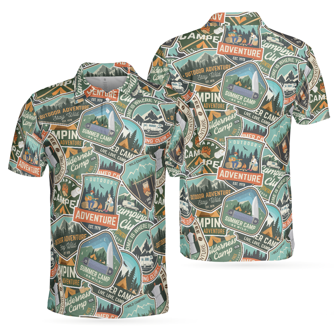Summer Camp Adventure Sticker Badge Polo Shirt Perfect Men's Polo Shirt S-5XL