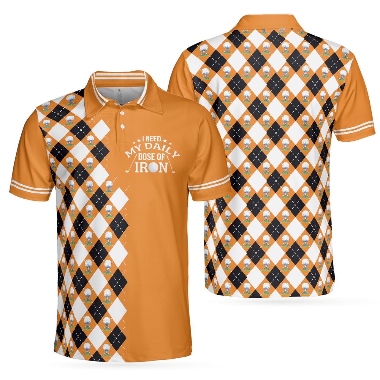 I Need My Daily Dose Iron Remastered Argyle Pattern Best Golf Men's Polo Shirt