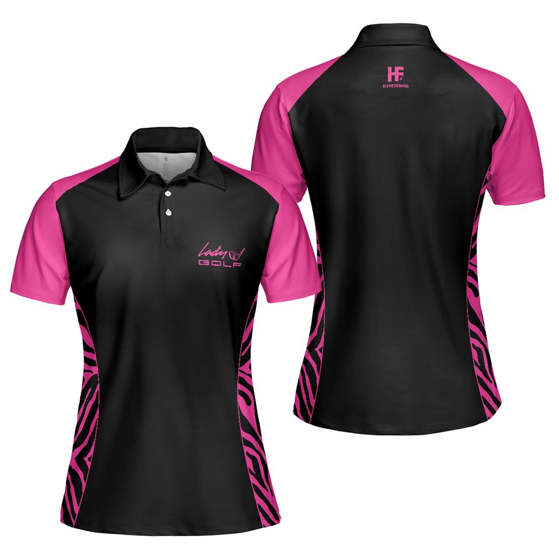 Dark Pink Zebra Golf with Thinning Layout Women's Polo Shirts S-5XL