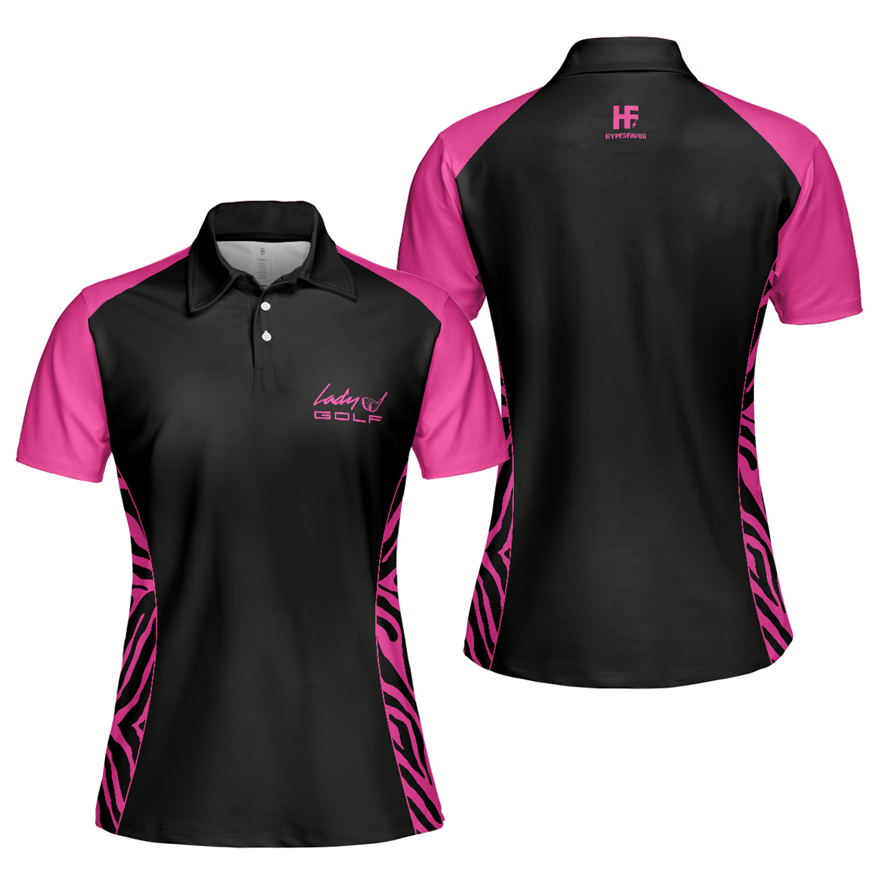 Dark Pink Zebra Golf with Thinning Layout Women's Polo Shirts S-5XL