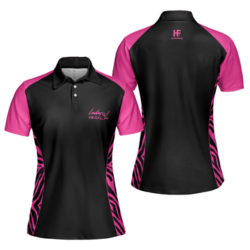 Dark Pink Zebra Golf with Thinning Layout Women's Polo Shirts S-5XL