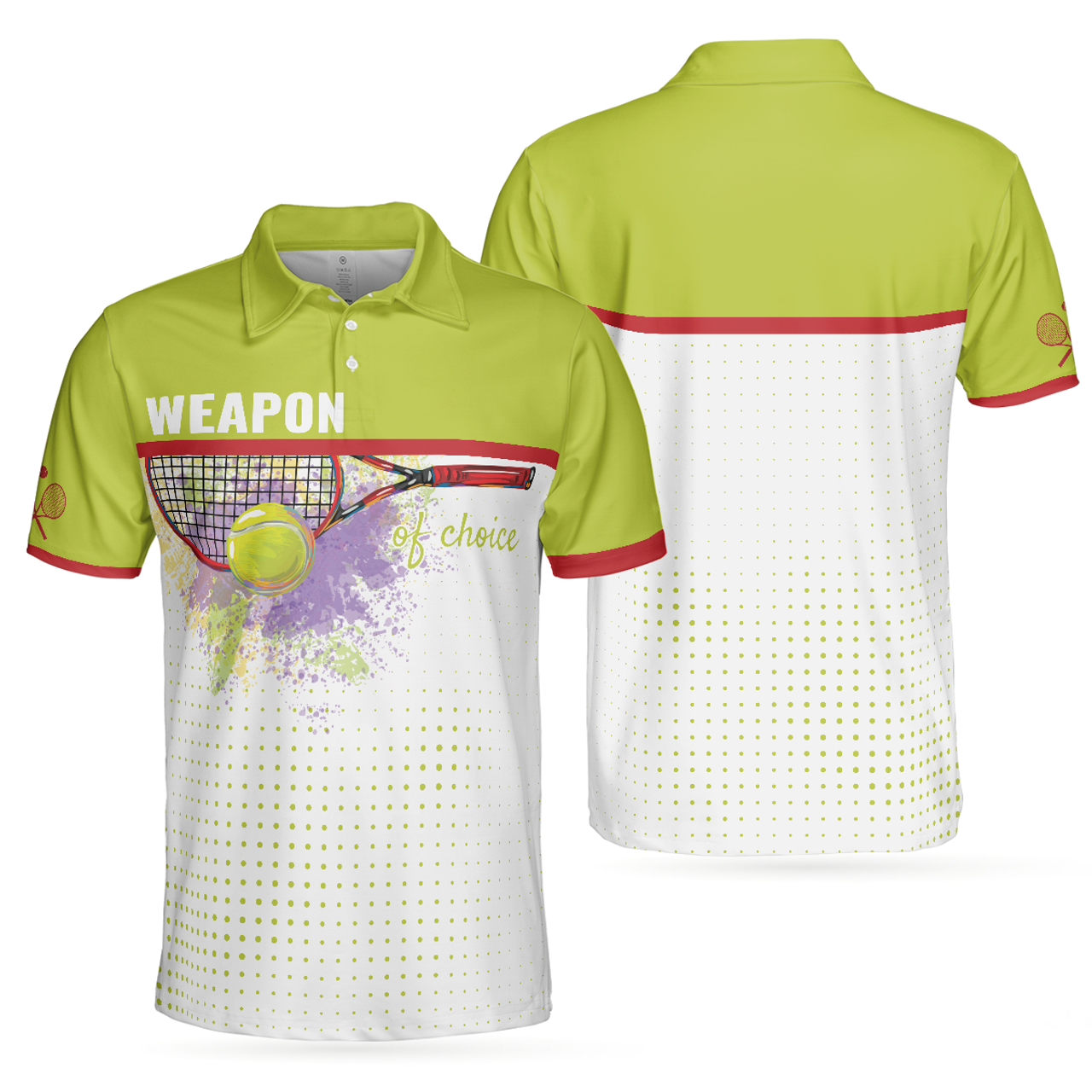 Weapon Of Choice Short Sleeve Tennis Racket Golf Gift Men's Polo Shirt S-5XL
