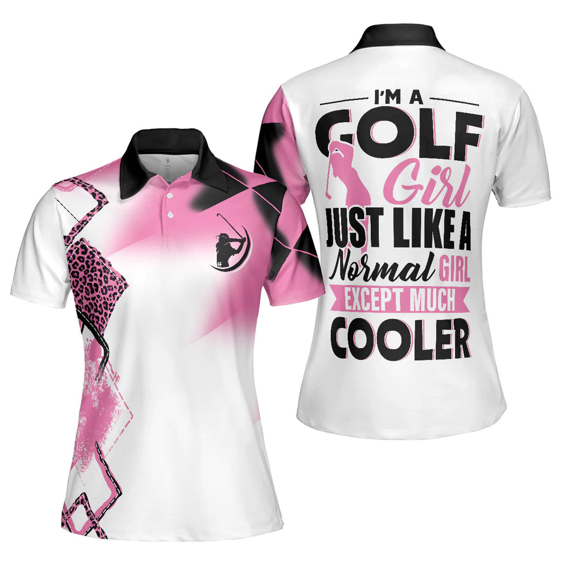 Pink Leopard Argyle Pattern I'm A Golf Girl Much Golf Women's Polo Shirts S-5XL