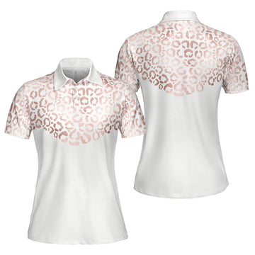 Rose Gold Leopard Pattern Gift For Female Golfers Women's Polo Shirts S-5XL