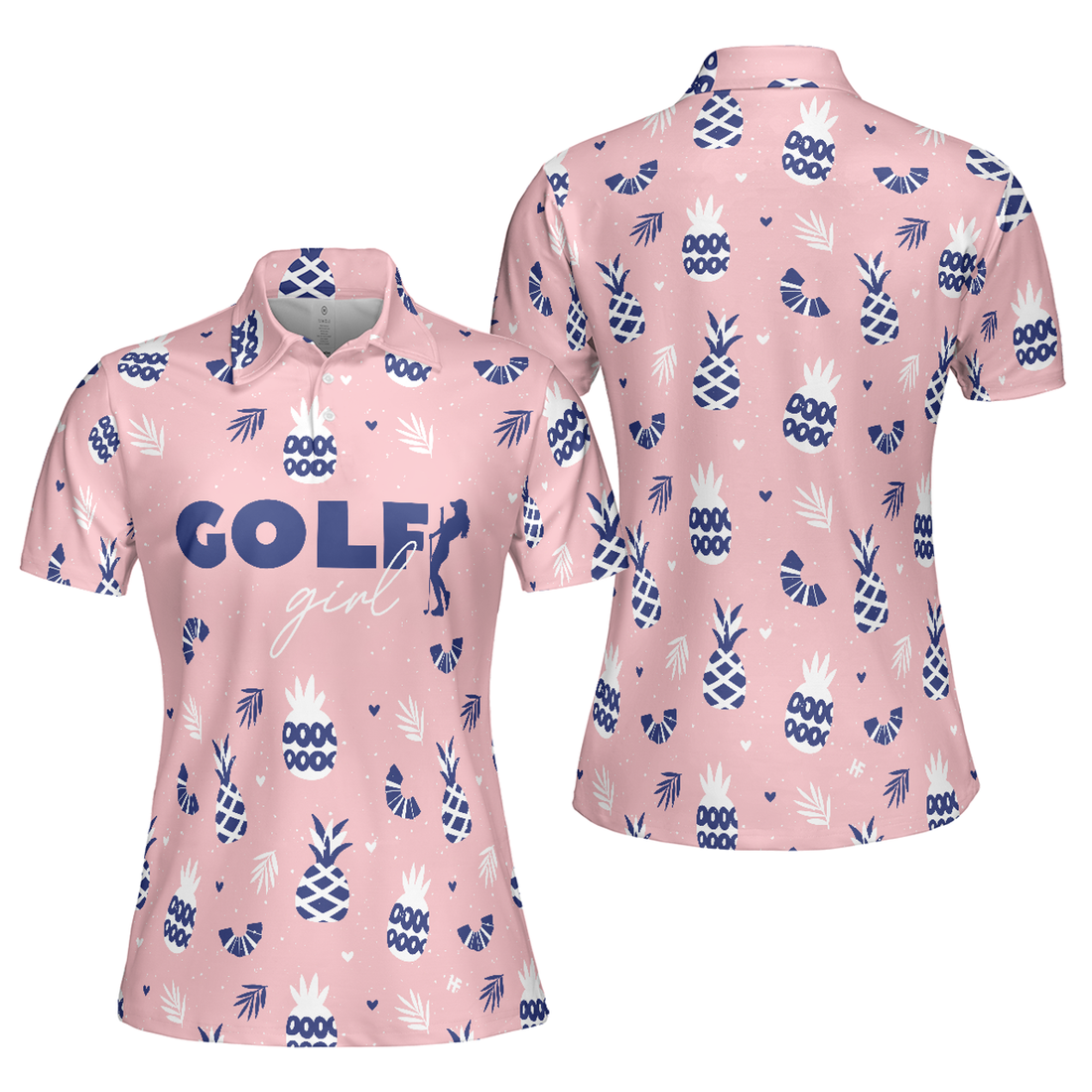 Golf Girl Summer Pattern Pink Short Golf For Ladies Women's Polo Shirts S-5XL