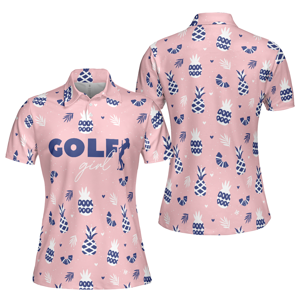 Golf Girl Summer Pattern Pink Short Golf For Ladies Women's Polo Shirts S-5XL