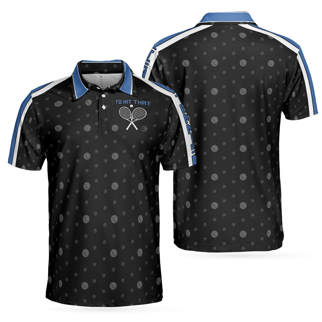 Tennis Blue Black Dot Ball Pattern Best Gift For Men Men's Polo Shirt S-5XL