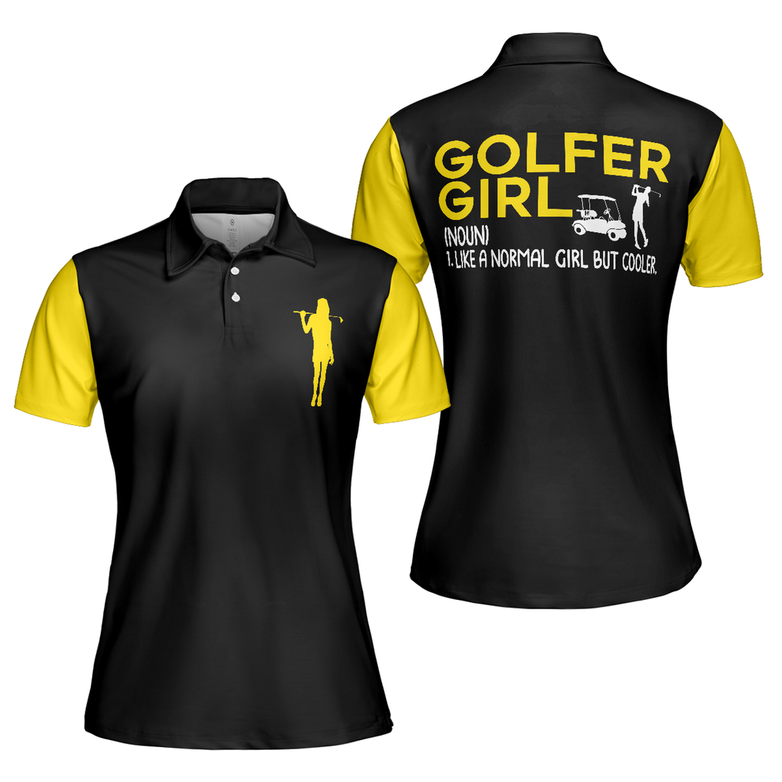 Definition Of Golf Girl Black And Yellow Shirt Women Polo Shirt S-5XL