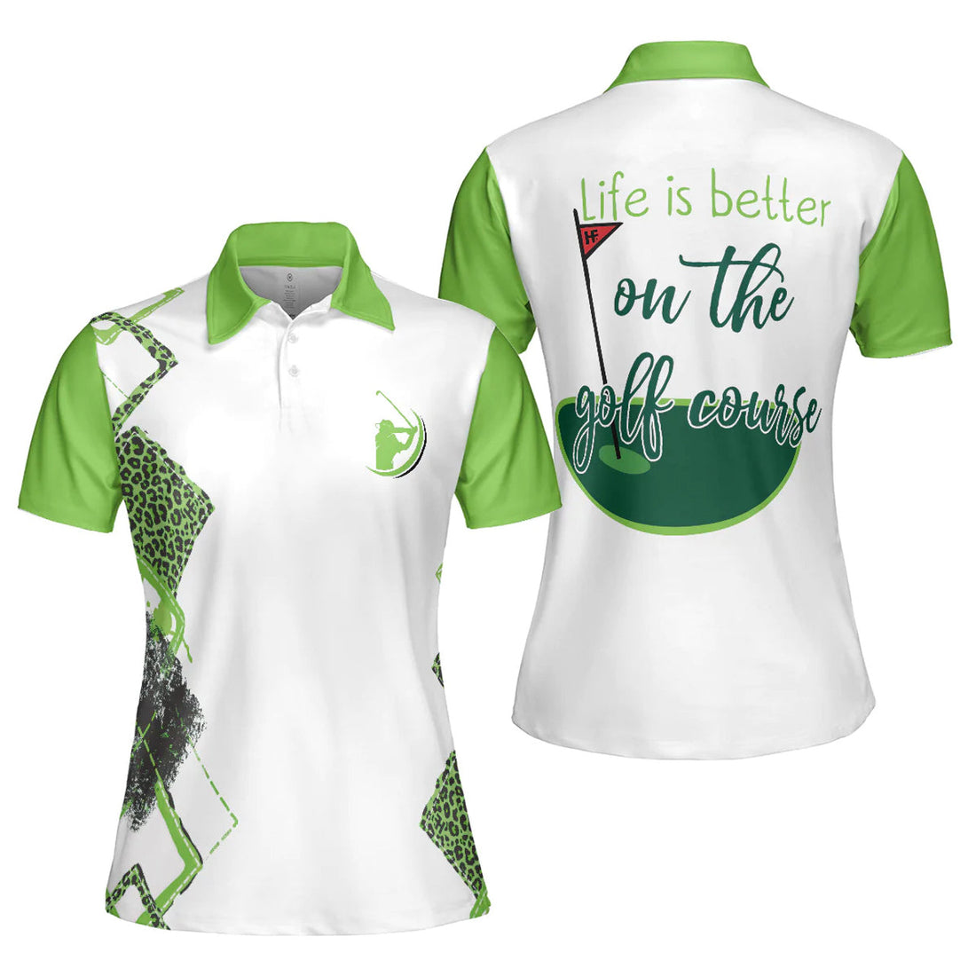 Leopard Argyle Golf Life Is Better On The Golf Course Women's Polo Shirts S-5XL