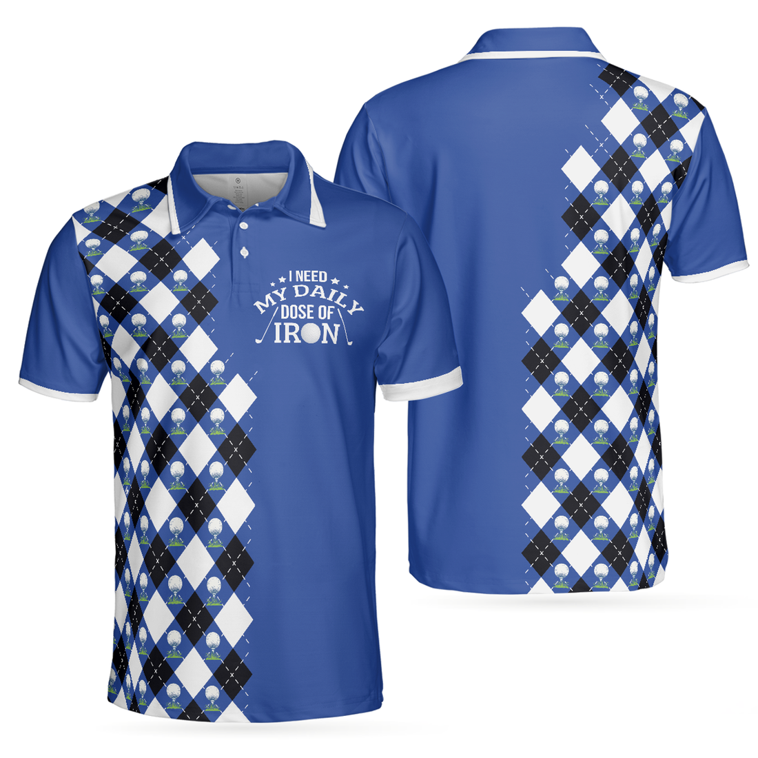 Golf Men Daily Dose Of Iron Argyle Pattern Best Shirt Men's Polo Shirt S-5XL