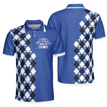 Golf Men Daily Dose Of Iron Argyle Pattern Best Shirt Men's Polo Shirt S-5XL