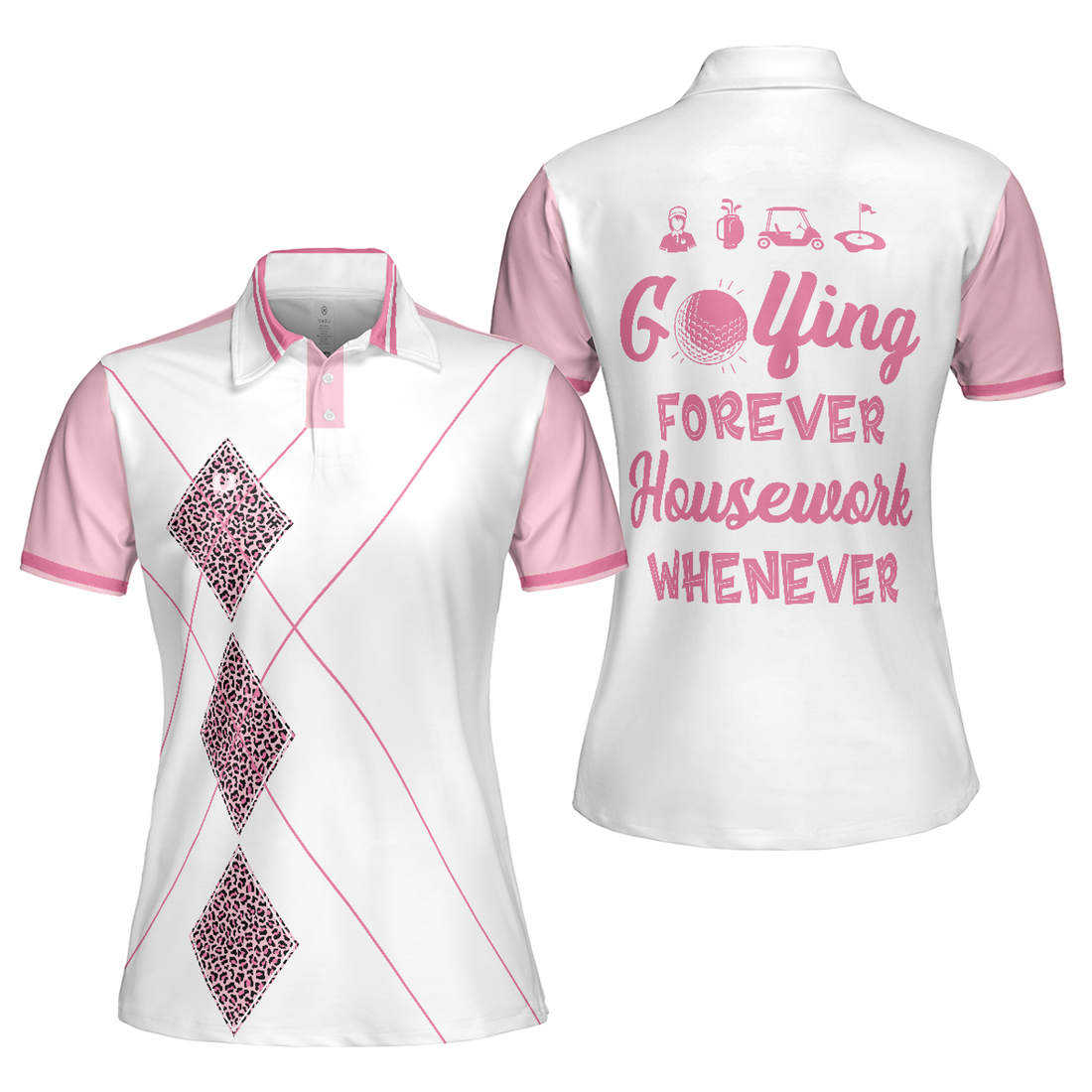 Leopard Argyle Style Golf Forever Housework Gift Women's Polo Shirts S-5XL