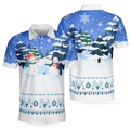 Christmas Golf Polo Shirt Funny Snowman Dry Fit Gift For Men S-5XL