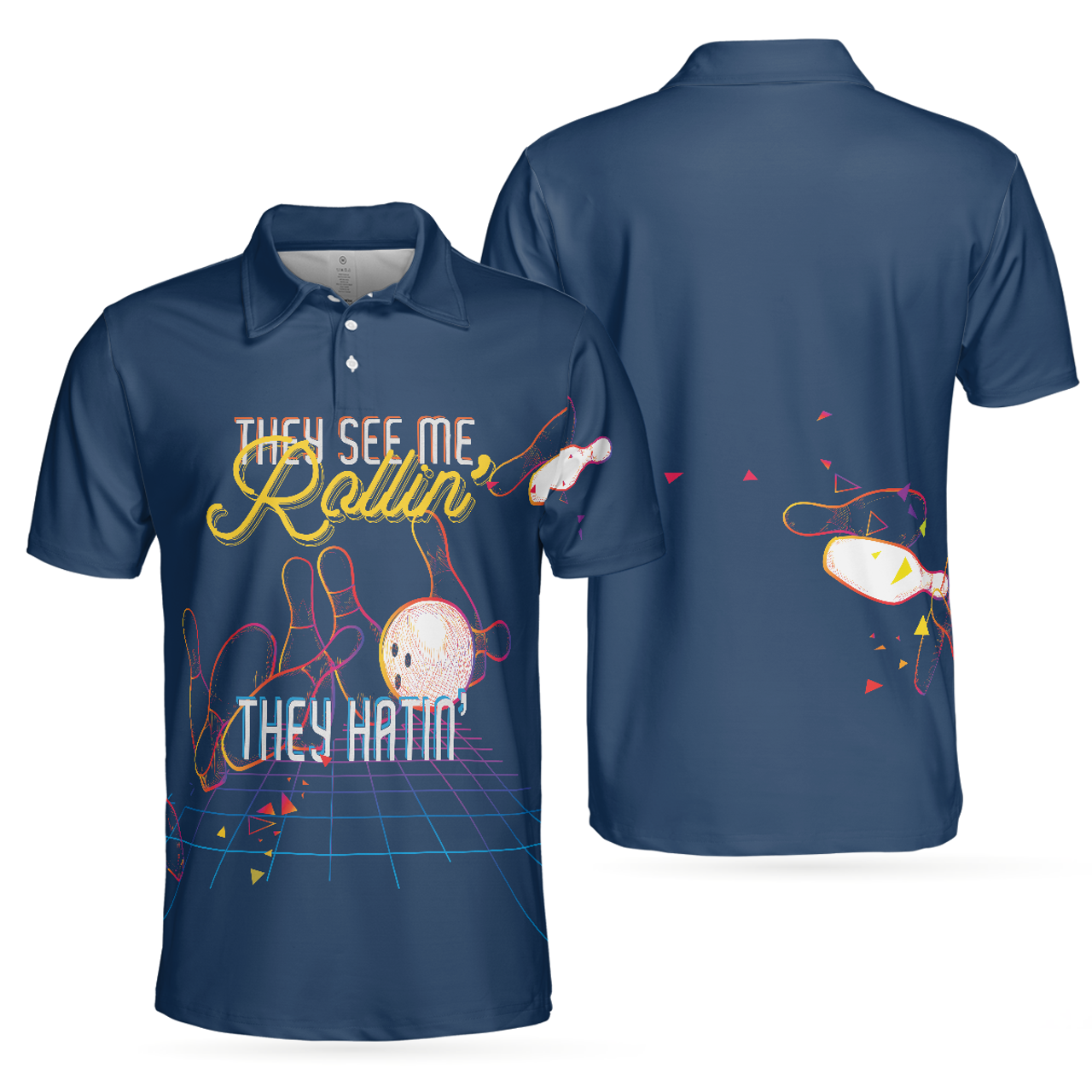 Bowling Light Art Shirt Perfect Gift for Bowling Lovers Men's Polo Shirt S-5XL
