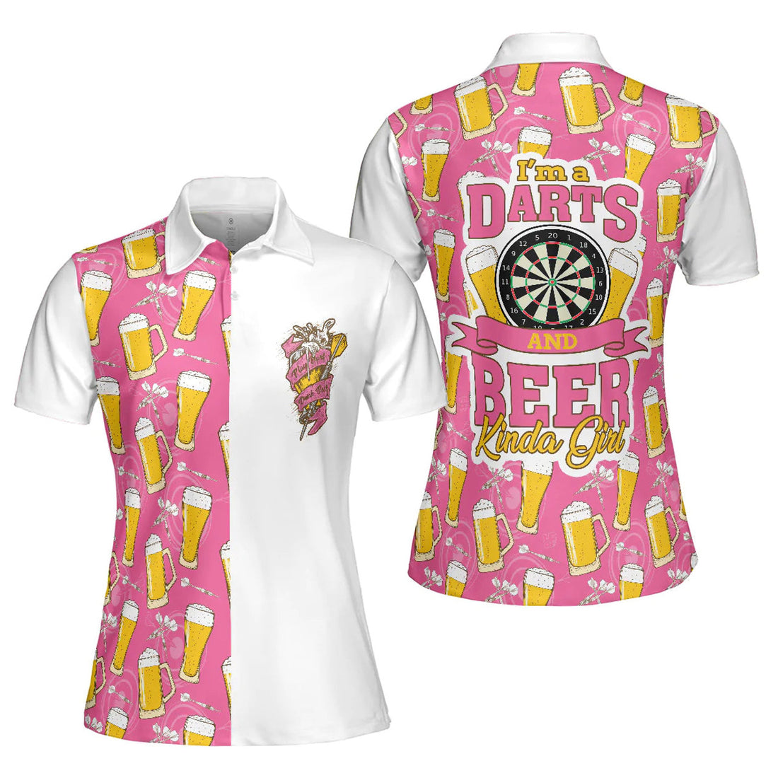 Darts And Beer I'm A Kinda Girl Short Sleeve Shirt Women's Polo Shirts S-5XL