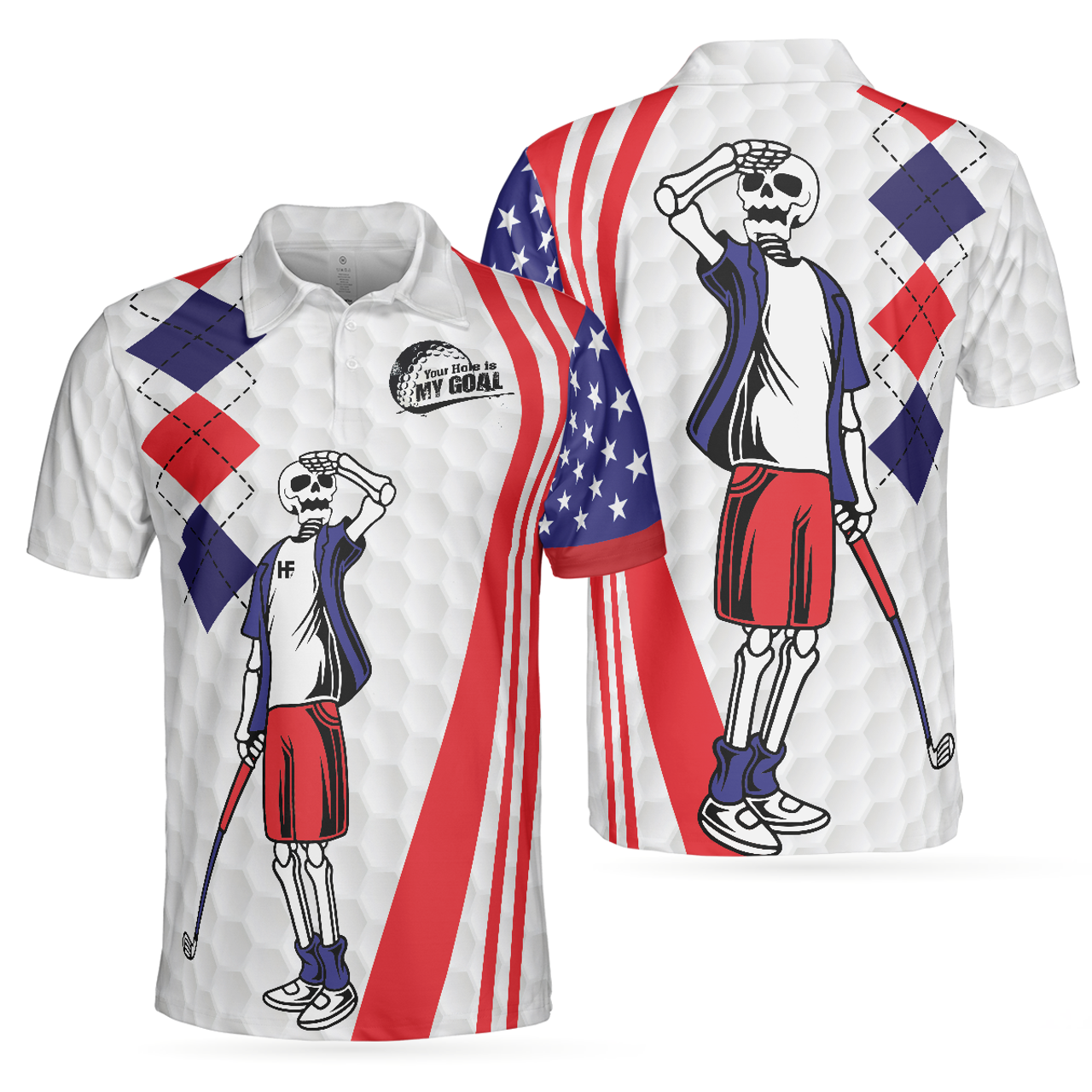 Your Hole Is My Goal Golf American Flag Best Golf Shirt Men's Polo Shirt S-5XL