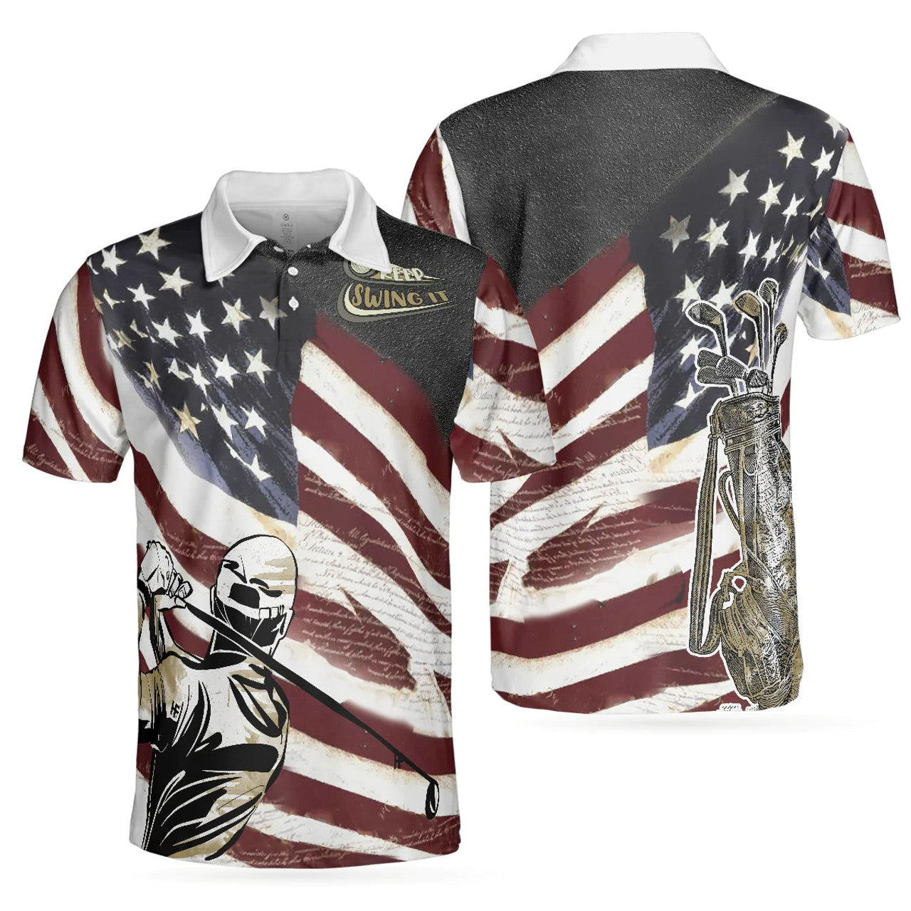 USA Flag Keep Swing It Golf Club Shirt Best Golf Shirt Men's Polo Shirt S-5XL