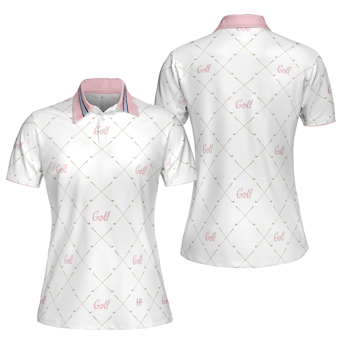 Golf In Pink Simple Golf Clubs Pattern Short Sleeve Women's Polo Shirts S-5XL