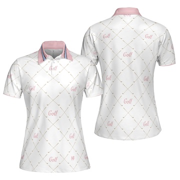 Golf In Pink Simple Golf Clubs Pattern Short Sleeve Women's Polo Shirts S-5XL