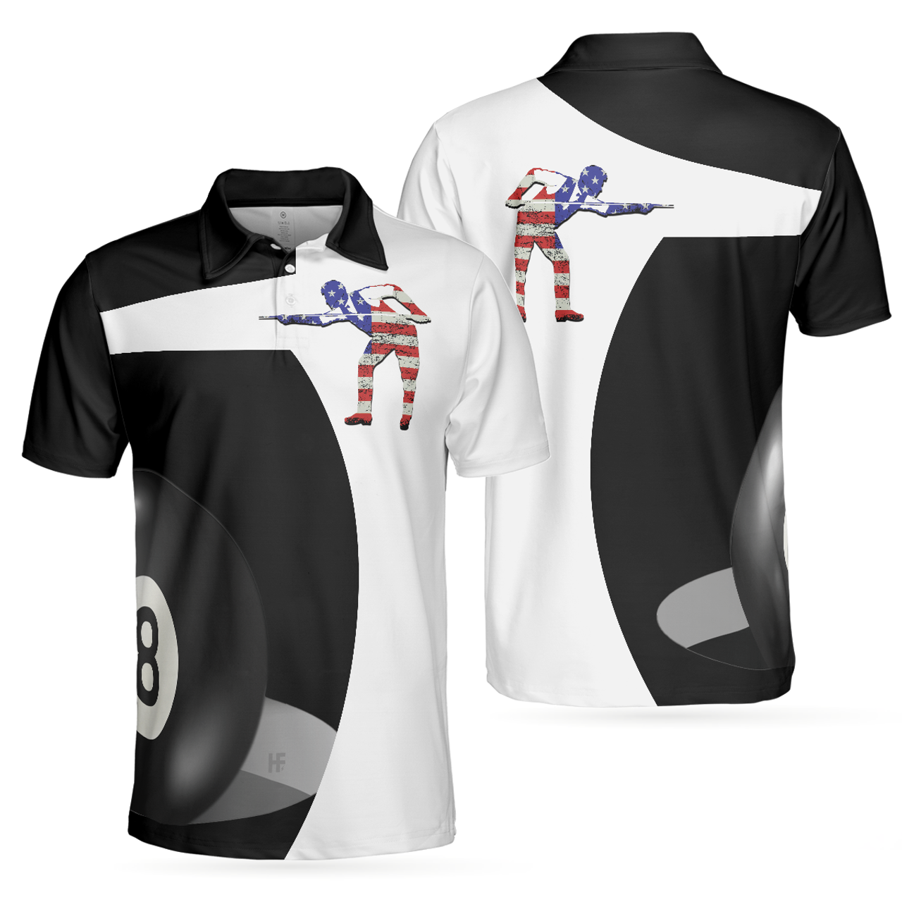 Billiard Shot American Flag Shirt Gift for Players Men's Polo Shirt S-5XL
