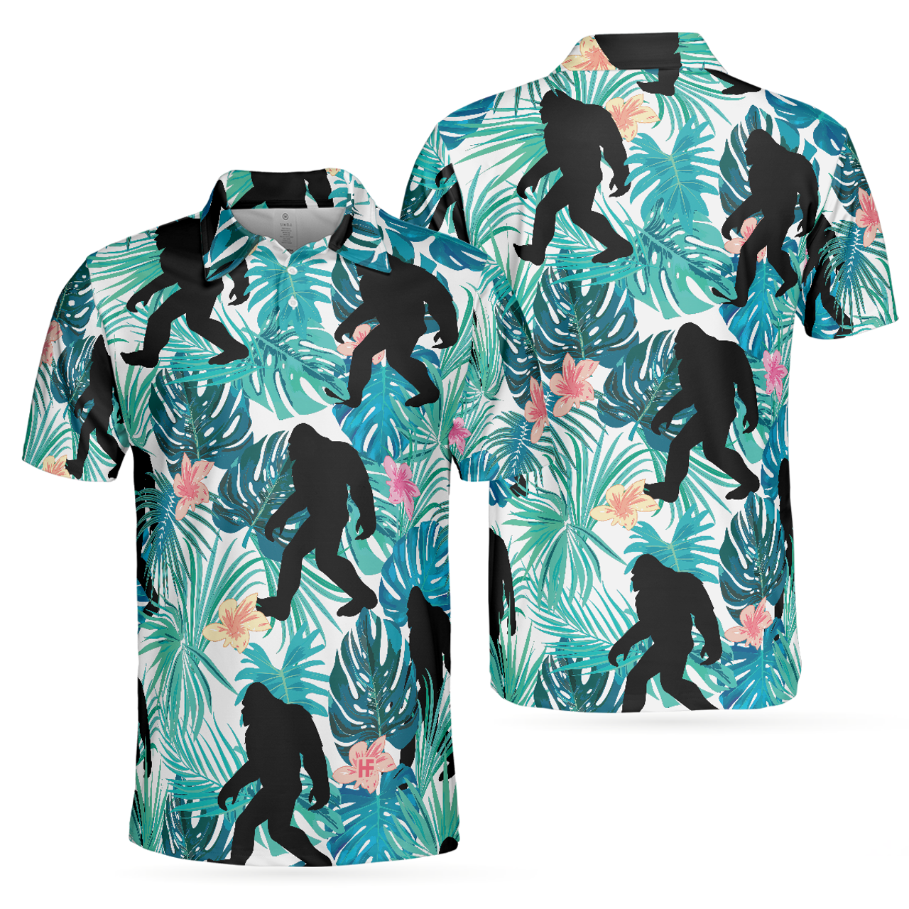 Bigfoot Tropical Short Sleeve Floral And Leaves Best For Men Men's Polo Shirt