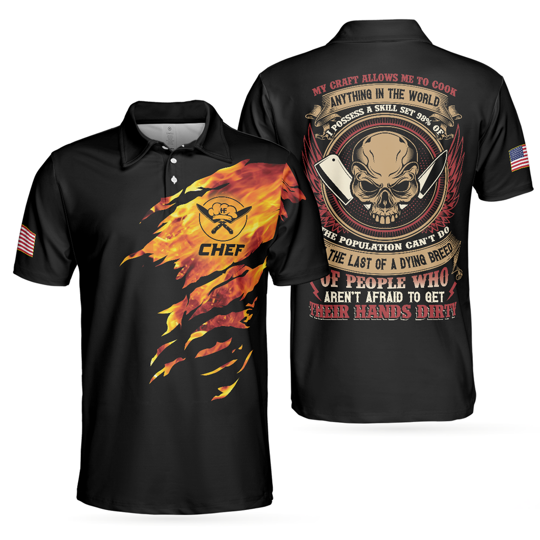 Chef Skull Disc Golf Short Sleeve Polo Shirt Gift For Men Men's Polo Shirt S-5XL