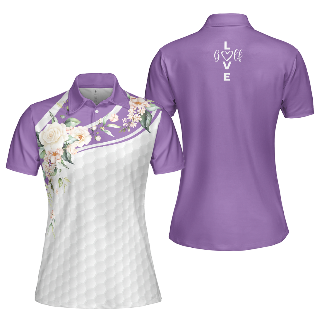 Golf Ball Texture Roses Purple Golfing For Ladies Women's Polo Shirts S-5XL